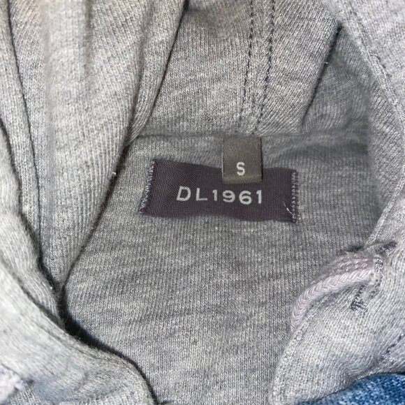 DL 1961 Clyde Icon Hoodie Denim Jacket Raw Hem Distressing Small - Picture 5 of 10